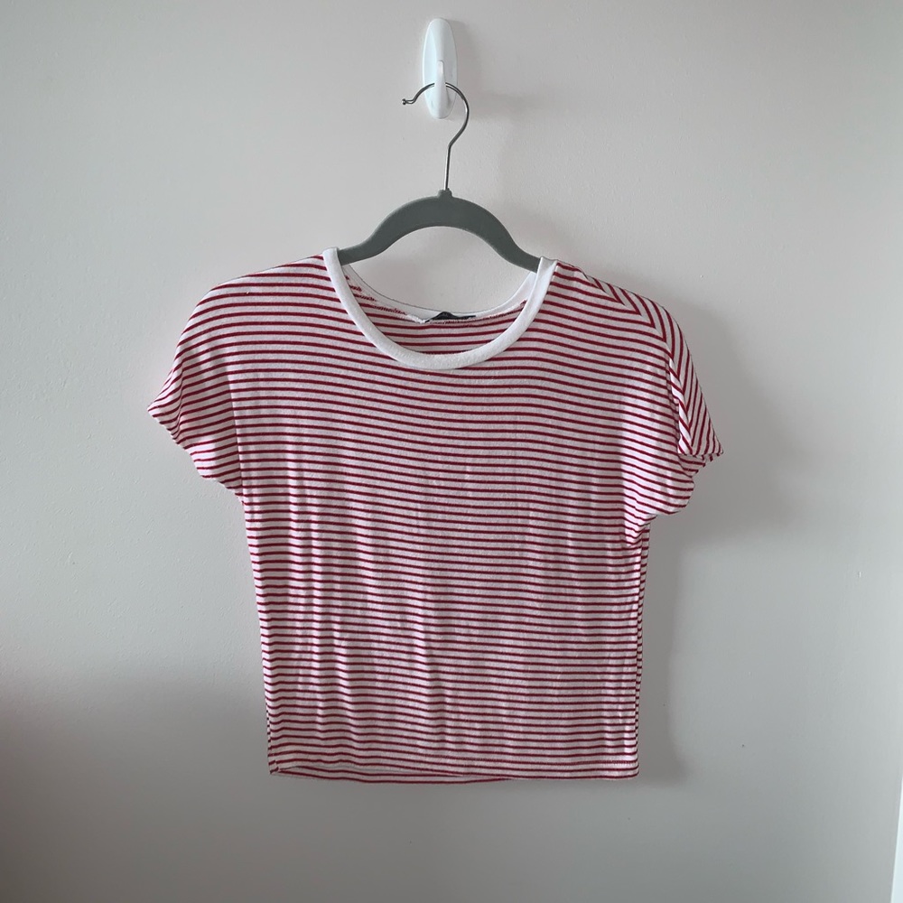 zara, red and white striped crop top